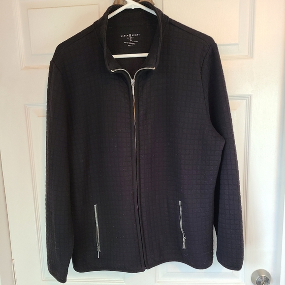(1272) Karen Scott Sport Warm Up Jacket, Size XL, Color: Black - Picture 4 of 9